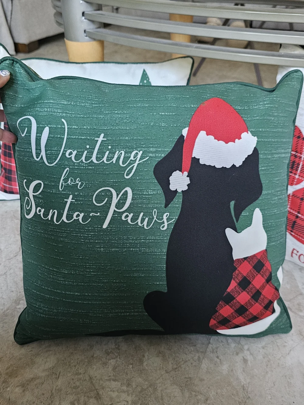 Holiday Pet Pillow Cover - Green Plaid Christmas Design